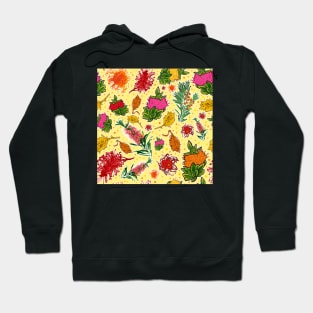 Bright Australian Native Flowers on Yellow Hoodie